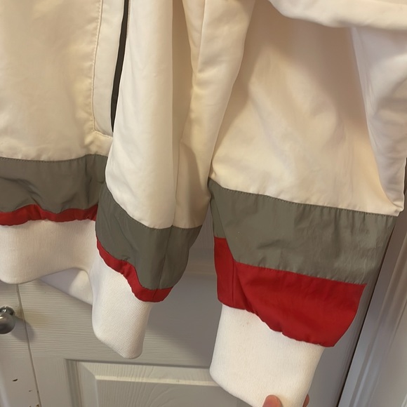 BURBERRY Logo Patch Zip-up Nylon Track Jacket In White Red Reflective oversize L - Picture 8 of 10
